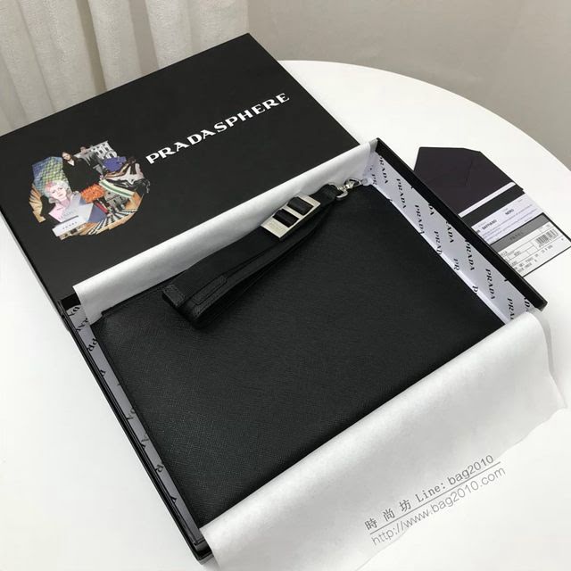 prada手包 普拉達新款皮革手拿包 2NH009 PRADA十字紋牛皮手拿包  pyd2241